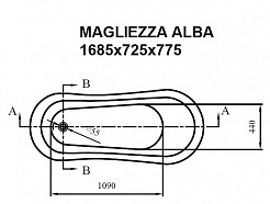 Magliezza Акриловая ванна на лапах Alba (168,5х72,5) ножки бронза – фотография-2
